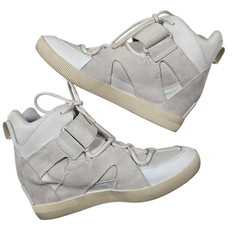 Sorel Kinetic Impact Wedge High Sneakers Sea Salt White  Womens 10
